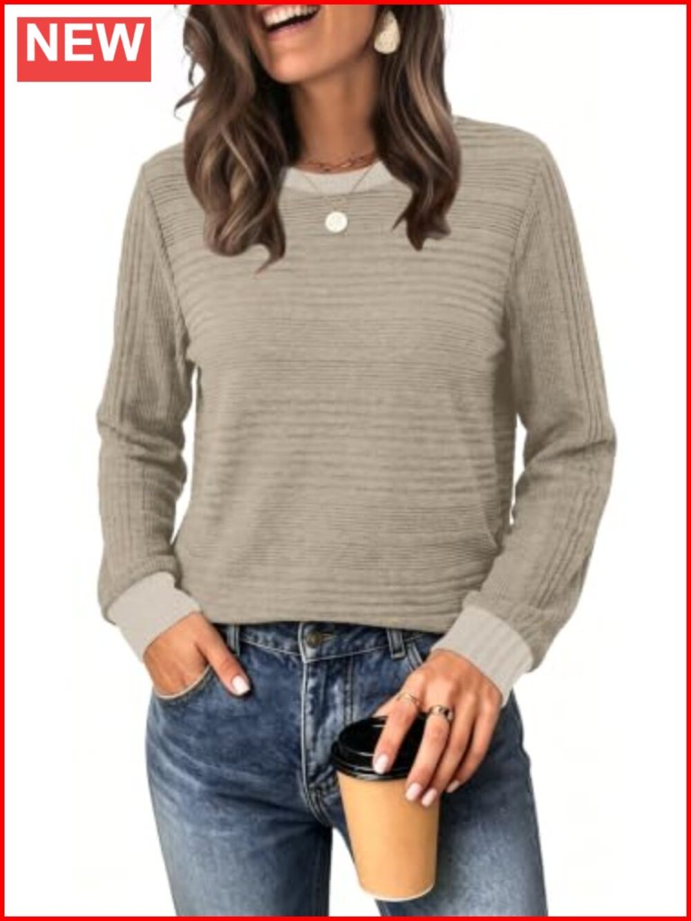 Womens Long Sleeve Tunic Top Crewneck Loose Fit Fall Winter Shirt